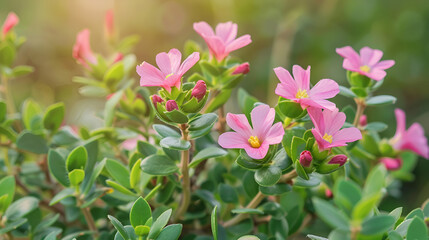 Fototapeta premium colorful flower in garden for background,Tapak dara close up Tropical flower,Blurred purple flowers with green leaves,Autumn flowers