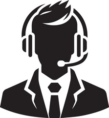 man wearing headphone vector silhouette illustration logo