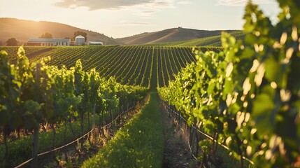 A vineyard where freshly cut grass is visible img