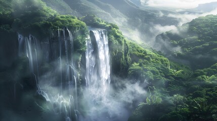 Fototapeta premium A waterfall in the wild falling img