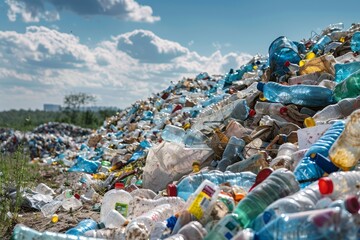 A Huge Pile of Plastic Bottles in a Landfill