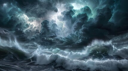 Thunderstorm at sea - dark storm clouds gather picture