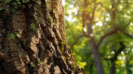 Obraz premium Oak bark structure covered with deep cracks
