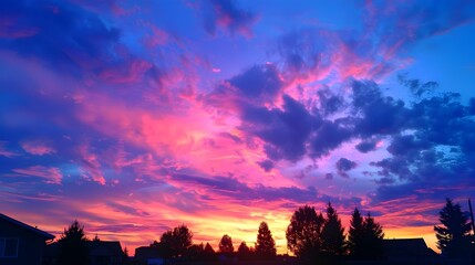 Obraz premium Sunset clouds are painted in the vibrant colors image