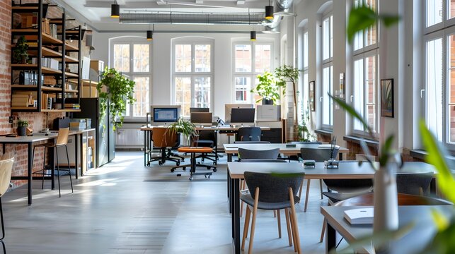 The coworking area is modern and functional