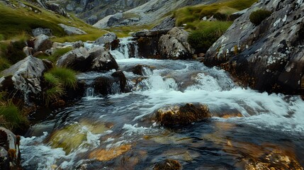 Rocky stream a rapid stream with clear water picture