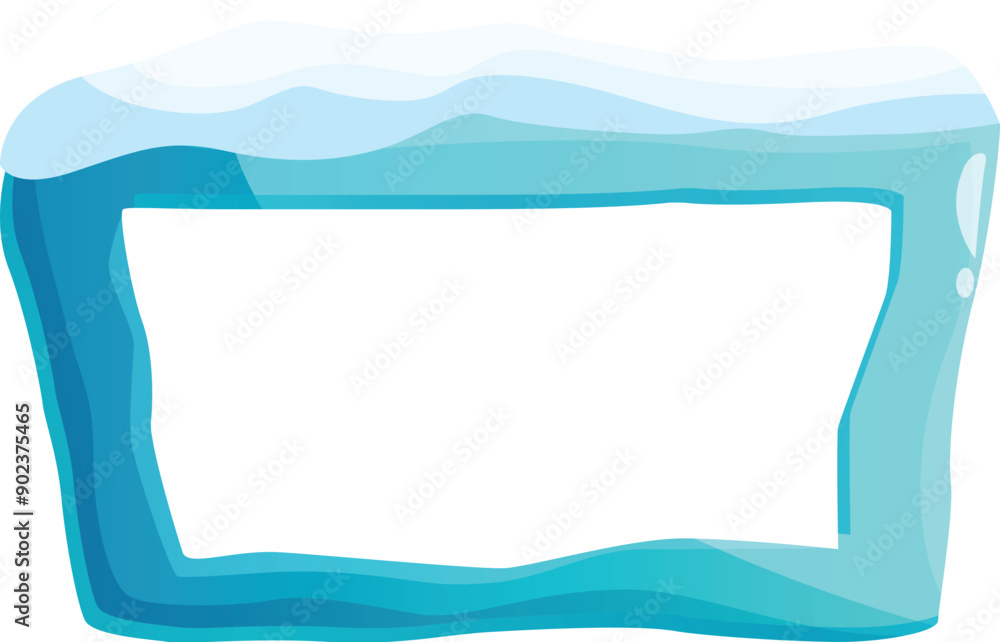 Poster frozen water border with snow on top is creating a rectangular shape