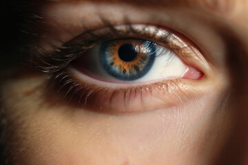 Fototapeta premium Close-up of a beautiful woman's eye with long eyelashes 