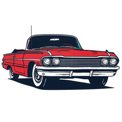 Classic red convertible car with vintage design and whitewall tires, perfect for retro-themed projects and automotive enthusiasts.