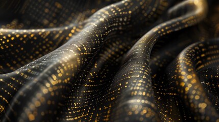 Fototapeta premium Luxurious black and gold fabric wallpaper resembling metal for deluxe design aesthetic
