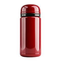 Obraz premium Shiny red thermos designed for keeping beverages hot or cold, perfect for outdoor adventures and daily use.