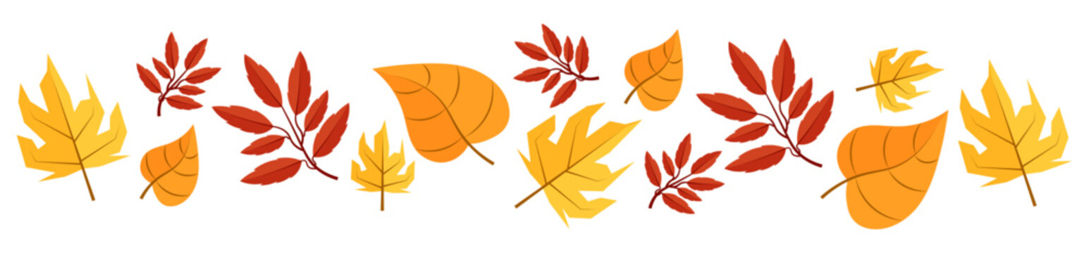 fall season leaves autumn border divider decoration clipart illustration 