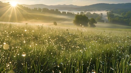 Meadow a morning meadow covered with dew picture
