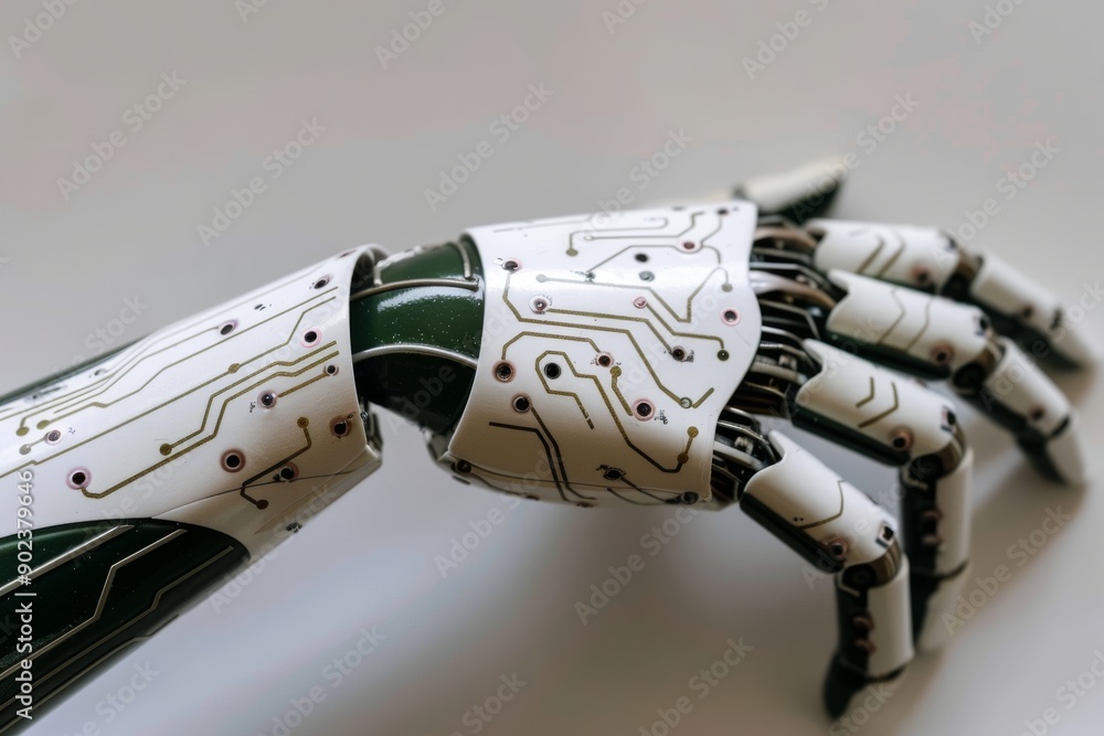 Poster futuristic robot with glowing lights symbolizing advanced technology and artificial intelligence in 