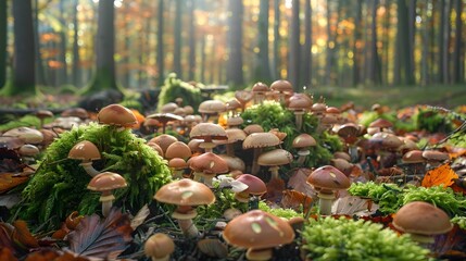 The place is a forest clearing with many picture