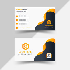 online free professional double sided corporate business card design vector. Modern business card  orange ,yellow Gradient colors.