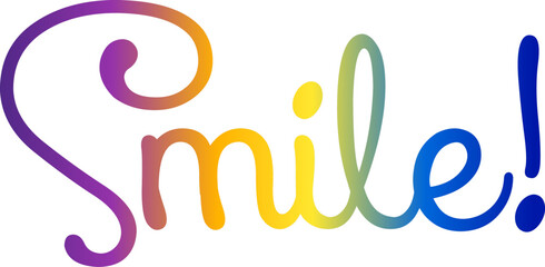 gradient text smile word - continuous one line with word. Minimalistic drawing of phrase illustration