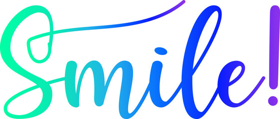 gradient text smile word - continuous one line with word. Minimalistic drawing of phrase illustration