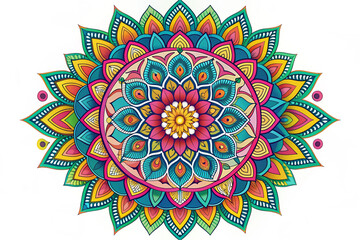 Colorful alpona image silhouette vector style, white background