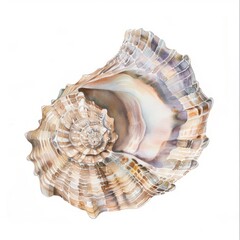 Obraz premium Watercolor painting of a pretty seashell, on isolated white background, Generative AI