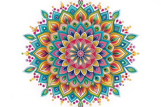 Colorful alpona image silhouette vector style, white background