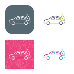 Unique Car on Fire Icon Design