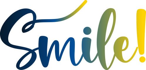 gradient text smile word - continuous one line with word. Minimalistic drawing of phrase illustration