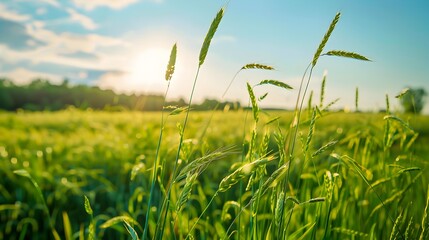 Oats green fields of oats swaying image