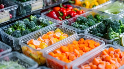 Vegetables are neatly arranged in plastic containers picture