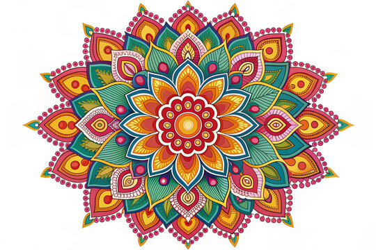 Colorful alpona image silhouette vector style, white background