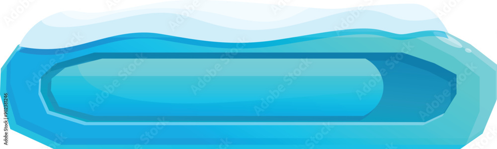 Poster cartoon blue ice button with snow on the top for game ui design