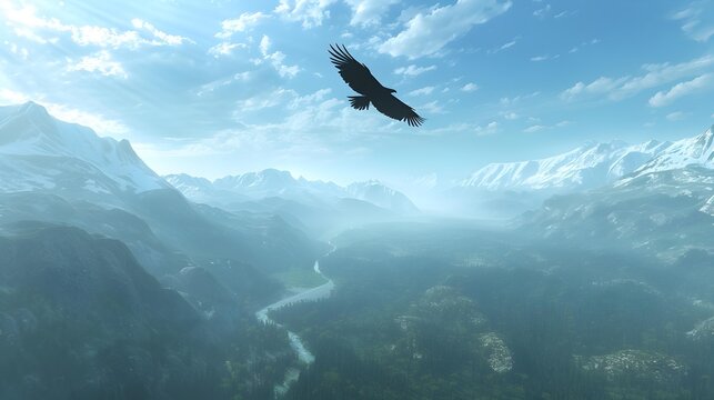 An eagle soaring in the sky  image