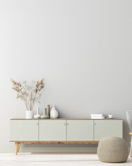 Elegant property interiors with plain light and minimal farmhouse furniture. Minimalist Real Estate composition image.
