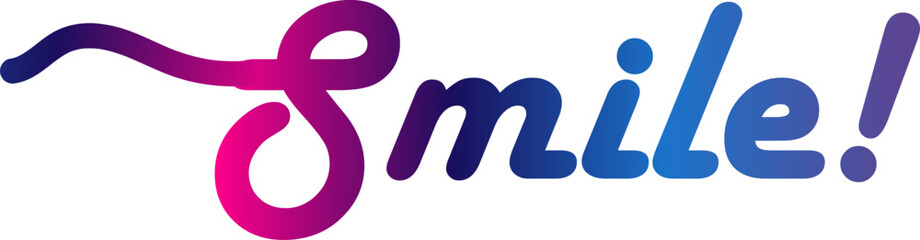 Fototapeta premium gradient text smile word - continuous one line with word. Minimalistic drawing of phrase illustration