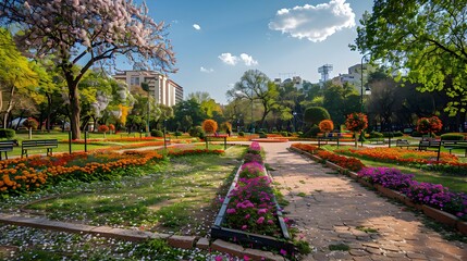 Fototapeta premium Park in spring is a blooming park picture