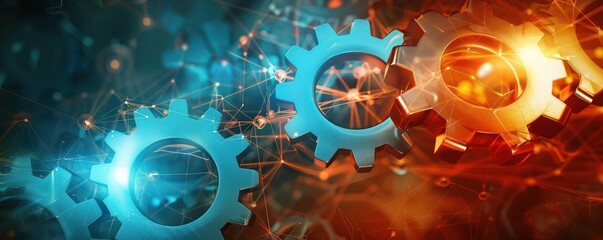 Modern illustration of gears joining, highlighting the importance of teamwork and interconnected business strategies.