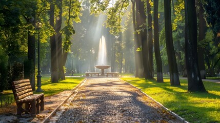 Obraz premium Alley in a national park surrounded by tall picture