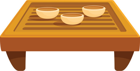 Traditional wooden tea tray holding teacups, evoking the tranquility of a tea ceremony