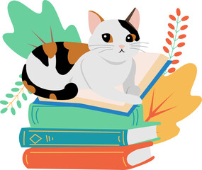 Love Books And Cats Book Floral