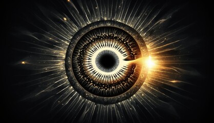 Digital Vision: Binary Vortex Forms Eye of Artificial Intelligence