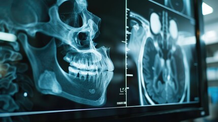 Nose X-ray screen for plastic surgery and treatment, Ai medical technology, AI generated for ads