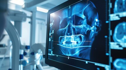 Obraz premium Nose X-ray screen for plastic surgery and treatment, Ai medical technology, AI generated for ads