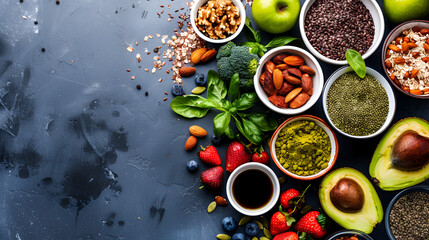 Directly above shot of various food on wooden table