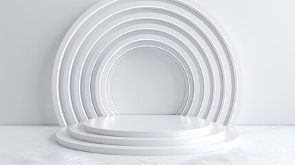 Obraz premium Abstract 3D podium with swirling light patterns, modern art, innovative display