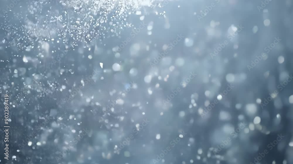 Poster sparkling particles dance through soft blue light in ethereal atmosphere. generative ai