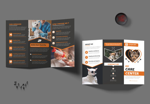 Animal Care Trifold Brochure Template