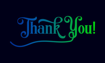 3d text gradient, Thank you poster with spectrum brush strokes on white background. Colorful gradient brush design. Vector paper illustration