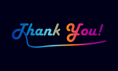 3d text gradient, Thank you poster with spectrum brush strokes on white background. Colorful gradient brush design. Vector paper illustration