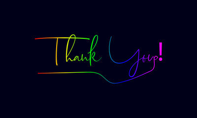 3d text gradient, Thank you poster with spectrum brush strokes on white background. Colorful gradient brush design. Vector paper illustration