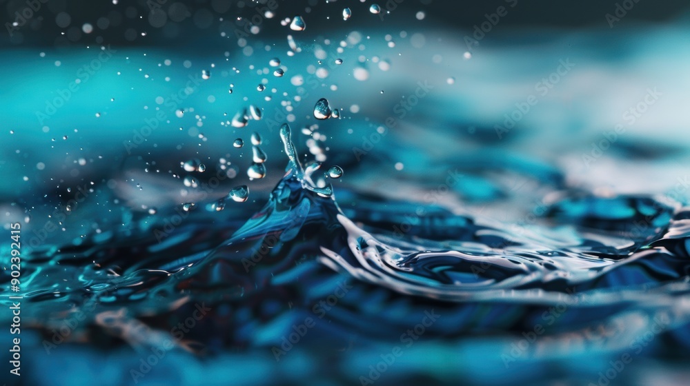 Aufkleber water droplets create mesmerizing ripples in a tranquil, fluid setting, showcasing dynamic movement 